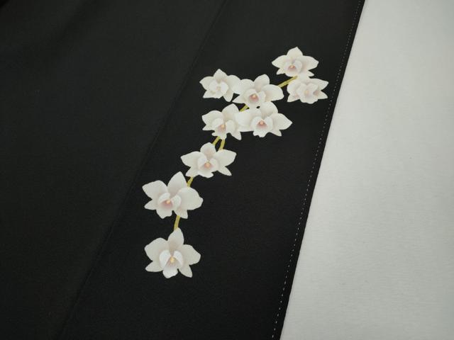 平和屋着物●日本舞踊家 岩井流宗元　岩井友見　訪問着　駒刺繍　枝垂れ花文　黒地　正絹　逸品　CABH9868ut
