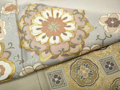 平和屋着物●豪華色留袖　駒刺繍　切嵌正倉院花文　金彩　正絹　逸品　CABH9873ut