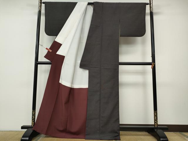 平和屋着物●本塩沢　80亀甲　正絹　逸品　CABH9876ut