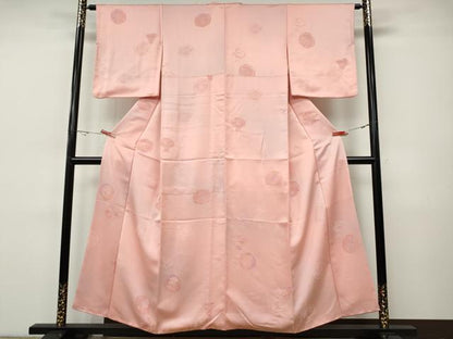 平和屋着物●上質な小紋　地紋起こし　絵皿陶器花文　正絹　逸品　CABH9877ut
