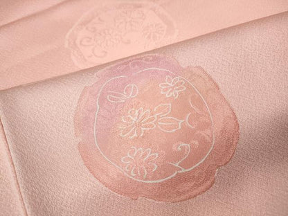 平和屋着物●上質な小紋　地紋起こし　絵皿陶器花文　正絹　逸品　CABH9877ut