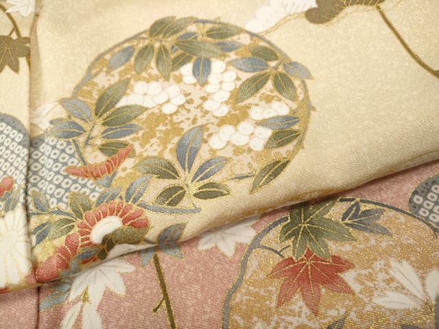 平和屋着物●訪問着　雲重ね花丸文　暈し染め　金彩　正絹　逸品　CABH9878ut