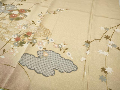 平和屋着物●訪問着　雲重ね花丸文　暈し染め　金彩　正絹　逸品　CABH9878ut