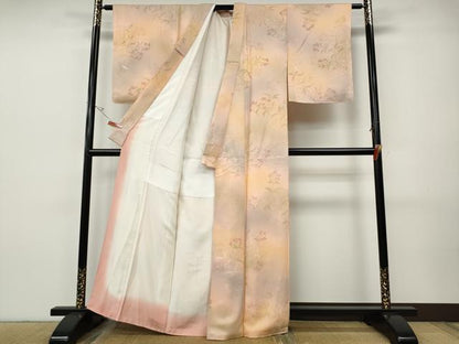 平和屋着物●上質な小紋　地紋起こし　枝花文　暈し染め　正絹　逸品　CABH9879ut