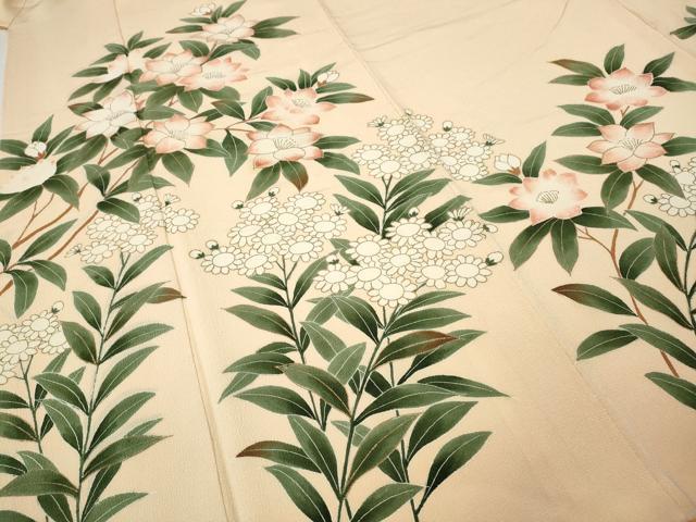 平和屋着物●訪問着　枝花文　暈し染め　鬼しぼ縮緬　正絹　逸品　CABH9880ut
