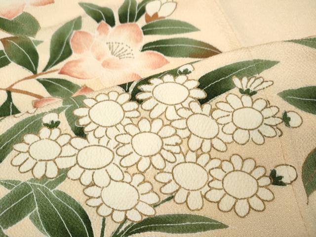 平和屋着物●訪問着　枝花文　暈し染め　鬼しぼ縮緬　正絹　逸品　CABH9880ut