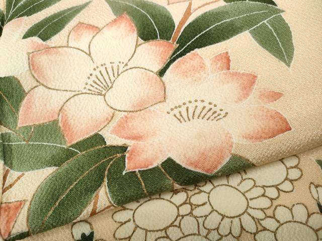 平和屋着物●訪問着　枝花文　暈し染め　鬼しぼ縮緬　正絹　逸品　CABH9880ut