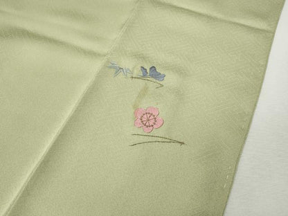 平和屋着物●上質な色無地　菊唐草地紋　蒸栗色　正絹　逸品　CABH9882ut