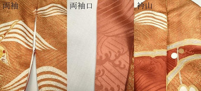 平和屋着物●豪華振袖　駒刺繍　立波飛鶴花文　金彩　正絹　逸品　CABH9885ut