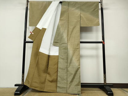 平和屋着物●本場縞大島紬　訪問着　刺繍　横段霞文　正絹　逸品　CABH9886ut