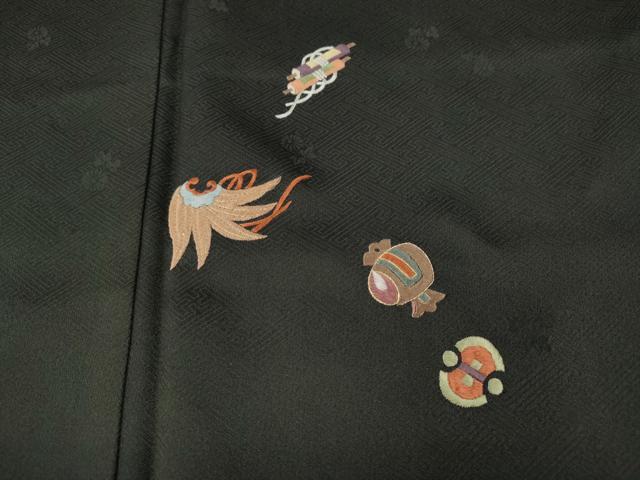 平和屋着物●訪問着　総刺繍　宝尽くし文　黒地　金糸　正絹　逸品　CABH9887ut