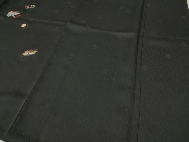 平和屋着物●訪問着　総刺繍　宝尽くし文　黒地　金糸　正絹　逸品　CABH9887ut