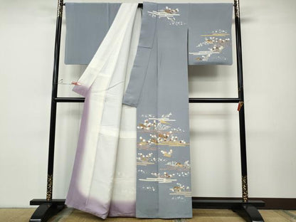 平和屋着物●訪問着　エ霞扇面花文　正絹　逸品　CABH9888ut