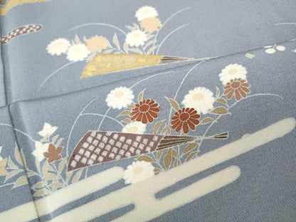 平和屋着物●訪問着　エ霞扇面花文　正絹　逸品　CABH9888ut