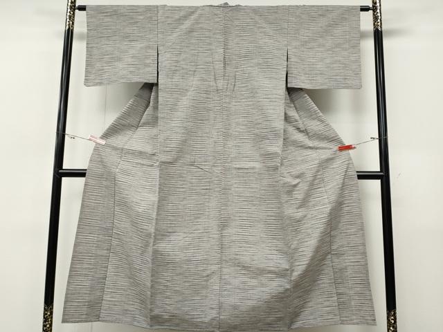 平和屋着物▽上質な紬　単衣　横段文　正絹　逸品　CABH9890ut