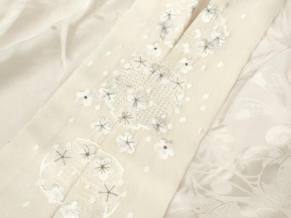 平和屋着物●振袖用長襦袢　無双仕立て　辻が花地紋　半衿刺繍　正絹　逸品　CABH9891ut