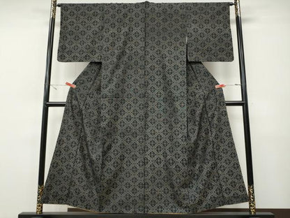 平和屋着物●上質な紬　花菱文　正絹　逸品　CABH9892ut