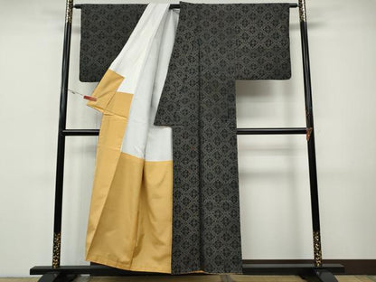 平和屋着物●上質な紬　花菱文　正絹　逸品　CABH9892ut