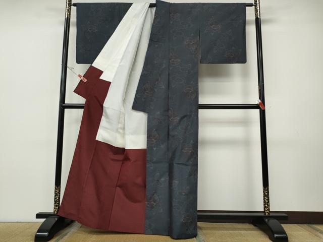 平和屋着物●本場大島紬　舞花文　正絹　逸品　CABH9893ut
