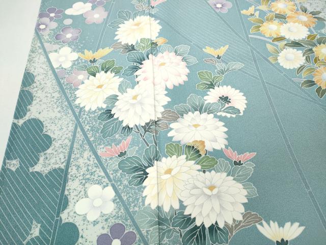 平和屋着物●訪問着　友禅　草花文　たたき染め　正絹　逸品　CABH9894ut