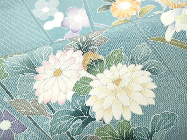 平和屋着物●訪問着　友禅　草花文　たたき染め　正絹　逸品　CABH9894ut