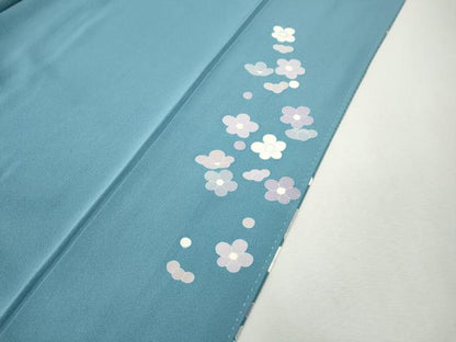 平和屋着物●訪問着　友禅　草花文　たたき染め　正絹　逸品　CABH9894ut