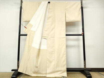 平和屋着物●上質な紬　色無地　肌色　正絹　逸品　CABH9895ut