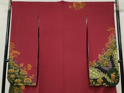 平和屋着物●豪華振袖　花蝶文　暈し染め　金彩　正絹　逸品　CABH9896ut