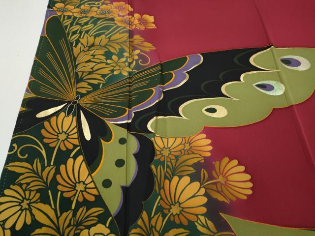 平和屋着物●豪華振袖　花蝶文　暈し染め　金彩　正絹　逸品　CABH9896ut