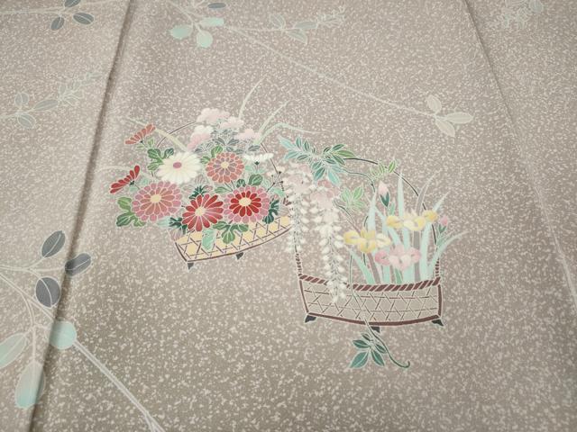 平和屋着物●訪問着　友禅　作家物　花籠文　暈し染め　正絹　逸品　CABH9900ut