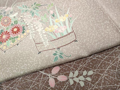 平和屋着物●訪問着　友禅　作家物　花籠文　暈し染め　正絹　逸品　CABH9900ut