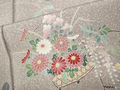 平和屋着物●訪問着　友禅　作家物　花籠文　暈し染め　正絹　逸品　CABH9900ut