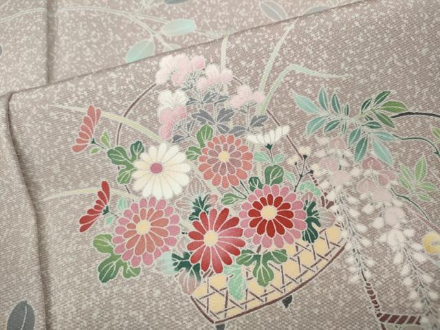 平和屋着物●訪問着　友禅　作家物　花籠文　暈し染め　正絹　逸品　CABH9900ut