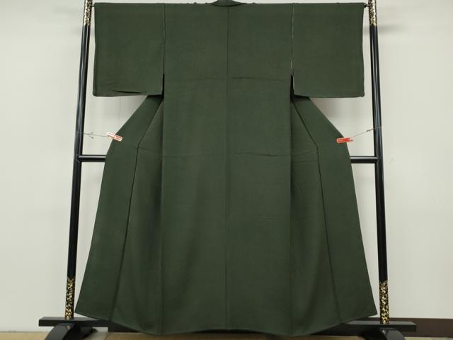 平和屋着物●上質な色無地　風景草花地紋　藍媚茶色　正絹　逸品　CABH9901ut