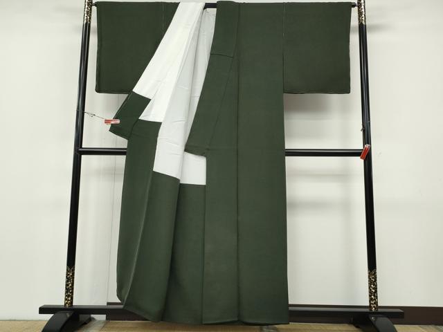 平和屋着物●上質な色無地　風景草花地紋　藍媚茶色　正絹　逸品　CABH9901ut