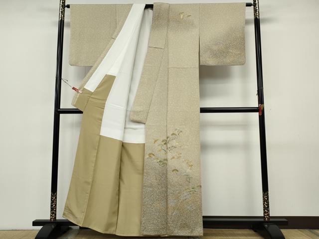 平和屋着物●訪問着　立波飛鶴松文　たたき染め　金銀彩　正絹　逸品　CABH9903ut