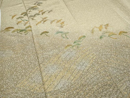 平和屋着物●訪問着　立波飛鶴松文　たたき染め　金銀彩　正絹　逸品　CABH9903ut