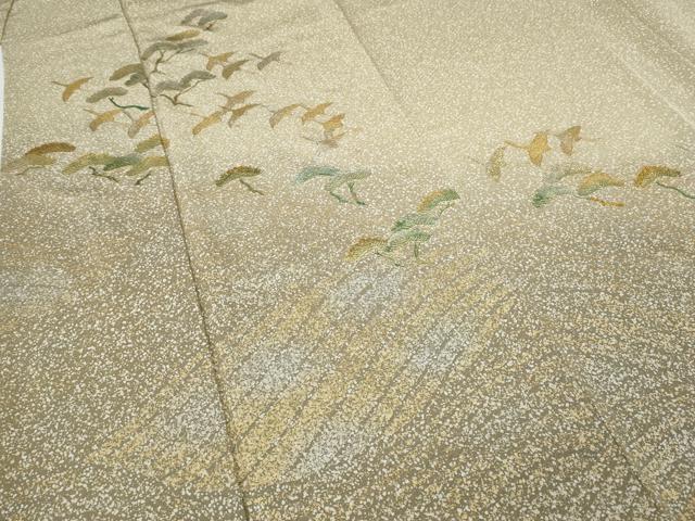 平和屋着物●訪問着　立波飛鶴松文　たたき染め　金銀彩　正絹　逸品　CABH9903ut