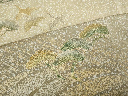 平和屋着物●訪問着　立波飛鶴松文　たたき染め　金銀彩　正絹　逸品　CABH9903ut