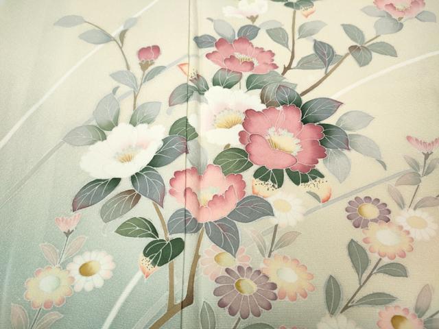 平和屋着物●訪問着　友禅　作家物　枝花文　暈し染め　正絹　逸品　CABH9905ut