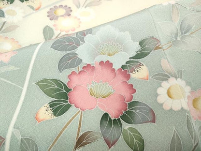 平和屋着物●訪問着　友禅　作家物　枝花文　暈し染め　正絹　逸品　CABH9905ut