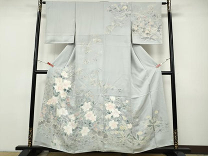 平和屋着物●訪問着　手描き　草花尽くし　正絹　逸品　CABH9909ut