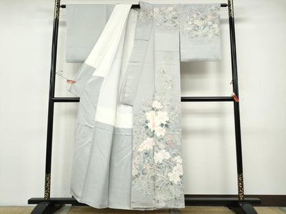平和屋着物●訪問着　手描き　草花尽くし　正絹　逸品　CABH9909ut
