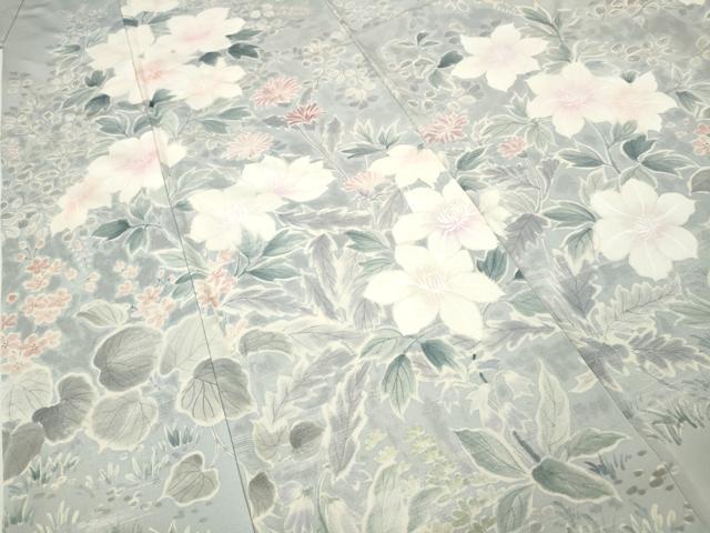 平和屋着物●訪問着　手描き　草花尽くし　正絹　逸品　CABH9909ut