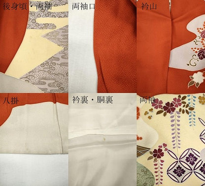 平和屋着物●豪華振袖　駒刺繍　流水風景草花文　金彩　正絹　逸品　CABH9910ut