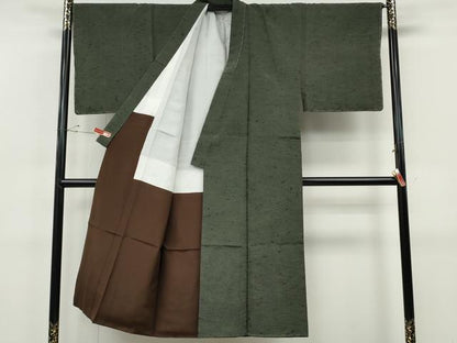 平和屋着物●男性　紬　アンサンブル　霞文　正絹　逸品　CABH9911ut