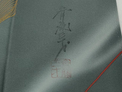 平和屋着物●染色作家　斉藤三才　小紋　変わり縞　暈し染め　正絹　逸品　CABH9916ut