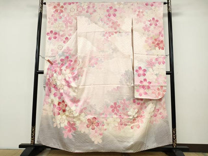 平和屋着物●豪華振袖　刺繍　舞花文　金彩　正絹　逸品　CABH9920ut