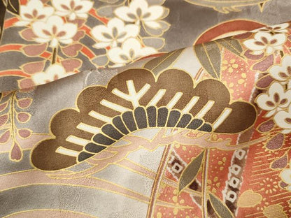 平和屋着物●豪華振袖　駒刺繍　宝尽くし松花文　暈し染め　金彩　正絹　逸品　CABH9922ut