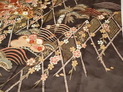 平和屋着物●豪華振袖　駒刺繍　宝尽くし松花文　暈し染め　金彩　正絹　逸品　CABH9922ut